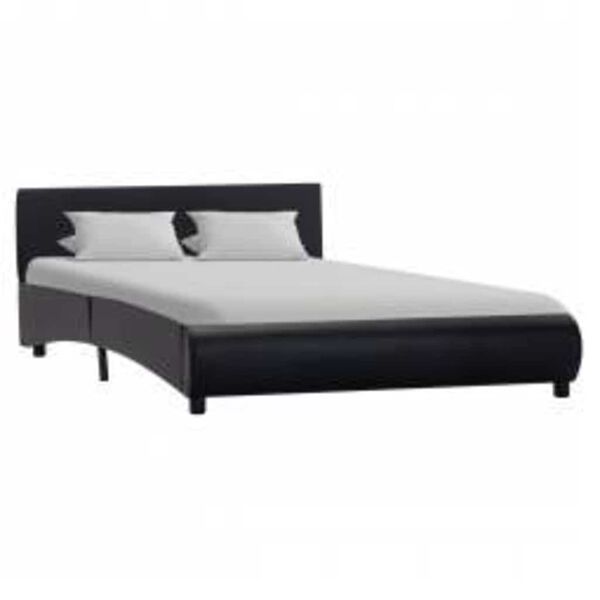 vidaXL S&auml;ngram med LED svart konstl&auml;der 140x200 cm