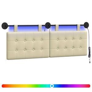 vidaXL H&auml;ngande s&auml;nggavel Med LED-lampa Gr&auml;ddvit Konstl&auml;der