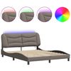 vidaXL Bed Frame with LED without Mattress "Hvar" Taupe 160x200 cm Fabric