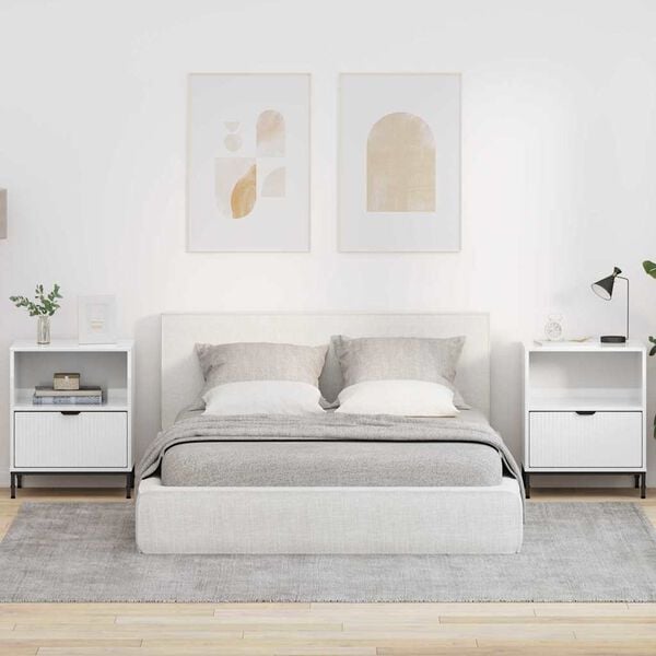 vidaXL Nattduksbord 2 pcs Vit h&ouml;gglans 49 x 36 x 61 cm Konstruerat tr&auml;