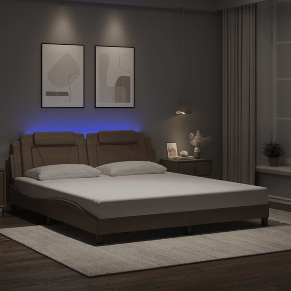 vidaXL Bed Frame "Viana" with LED without Mattress Cappuccino 180x200 cm