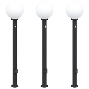 vidaXL Pollare med sensor och uttag 3 st 120 cm svart IP44