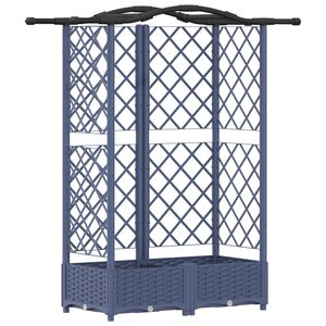 vidaXL Upph&ouml;jd B&auml;dd med Spalj&eacute; och Tak Gr&aring; 124 x 40 x 126 cm PP