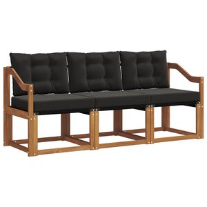 vidaXL Utomhussoffset med kudde 3 pcs Naturlig och svart