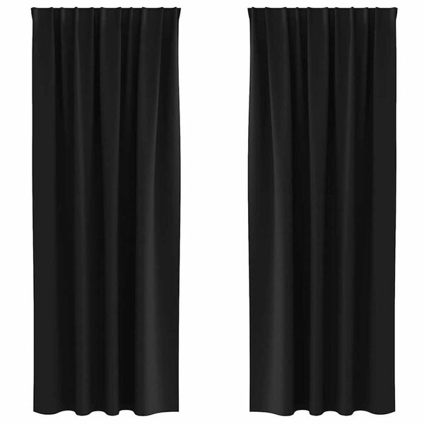 vidaXL M&ouml;rkl&auml;ggningsgardiner med Ringar 2 pcs Svart 260 x 140 cm