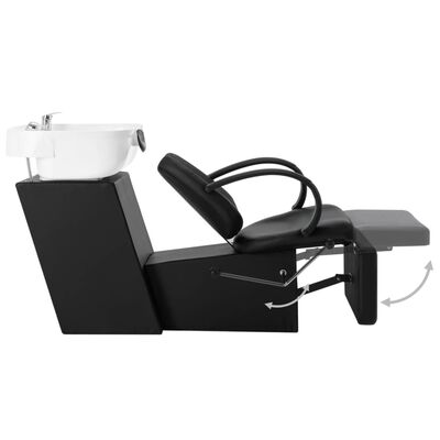 vidaXL Schamponeringsstol med handfat svart och vit konstläder