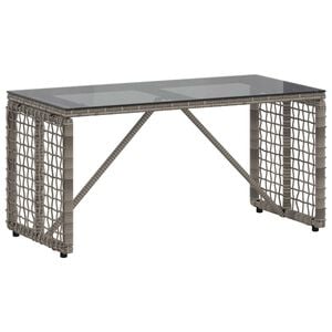 vidaXL Utomhusbord Gr&aring; och svart 80 x 40 x 40 cm PE Rattan och Glas