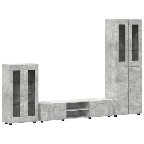vidaXL TV-b&auml;nkset med l&aring;da med hylla FLORIN Betonggr&aring; Konstruerat tr&auml;