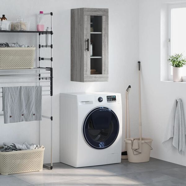 vidaXL V&auml;ggsk&aring;p gr&aring; sonoma 34,5x34x90 cm