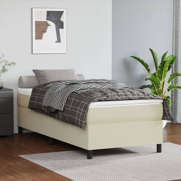 vidaXL Boxspring-s&auml;ngram gr&auml;ddvit 90x190 cm konstl&auml;der