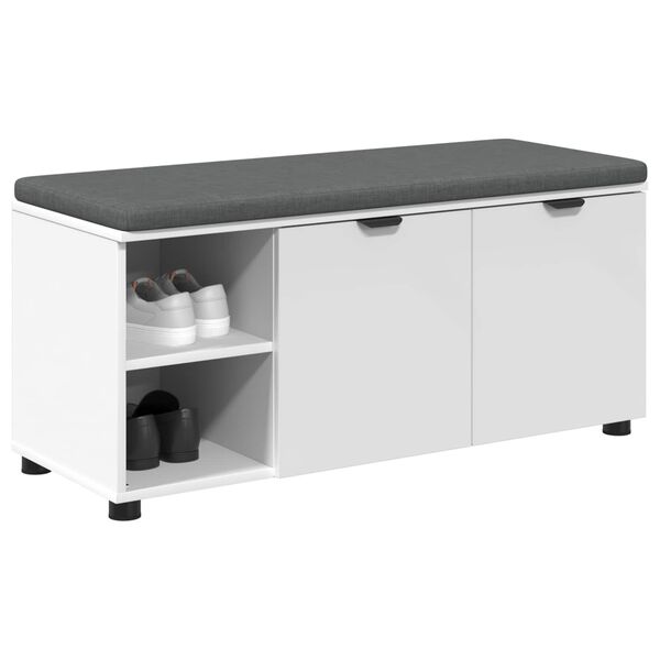 vidaXL Hallb&auml;nk med kudde Enf&auml;rgad Vit 100 x 38 x 46 cm