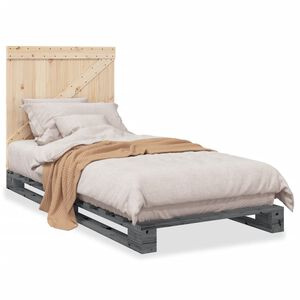 vidaXL S&auml;ngram med huvudgavel gr&aring; 90x200 cm massiv furu
