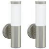 vidaXL Utomhus v&auml;gglampa 2 st Silver 15 x 7,5 x 33 cm