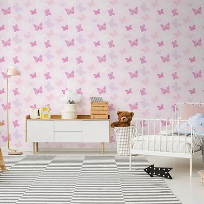 Kids at Home Tapet Butterfly rosa 100114