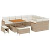 vidaXL Tr&auml;dg&aring;rdsoffset 12 st 9-Antal sittplatser Beige Poly Rattan
