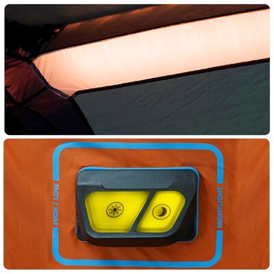 vidaXL Familjetält 9 personer med LEDs grå&orange snabbrest