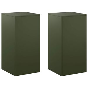 vidaXL V&auml;xtst&auml;ll 2 pcs Olivgr&ouml;n 40 x 40 x 80 cm St&aring;l