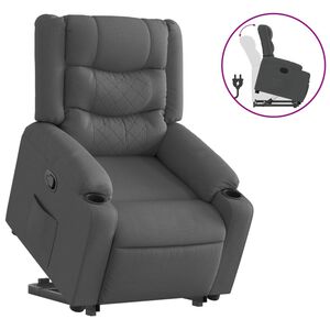 vidaXL Reclinerf&aring;t&ouml;lj med uppresningshj&auml;lp m&ouml;rkgr&aring; tyg
