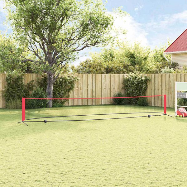 vidaXL Tennis N&auml;t Svart och R&ouml;d 595 x 90,5 x 87 cm Polyester
