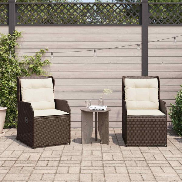 vidaXL Trädgårdsbänk med kudde 2 pcs Brun Poly rattan