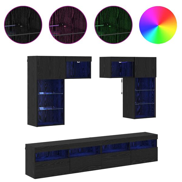 vidaXL TV V&auml;gg Enheter V&auml;ggmonterad 6 pcs Artisan Ek Konstruerat tr&auml;