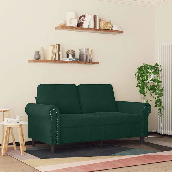 vidaXL Soffa 2-sits m&ouml;rkgr&ouml;n 120 cm sammet