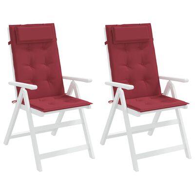 vidaXL Stolsdynor för stolar med hög rygg 2 st vinröd oxfordtyg