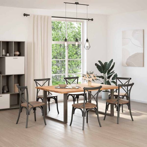 vidaXL Matbordsben U-formade 2 st naturst&aring;l 100x(72-73) cm st&aring;l