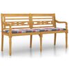 vidaXL Bataviab&auml;nk med r&ouml;da rutiga dyna 150 cm massiv teak