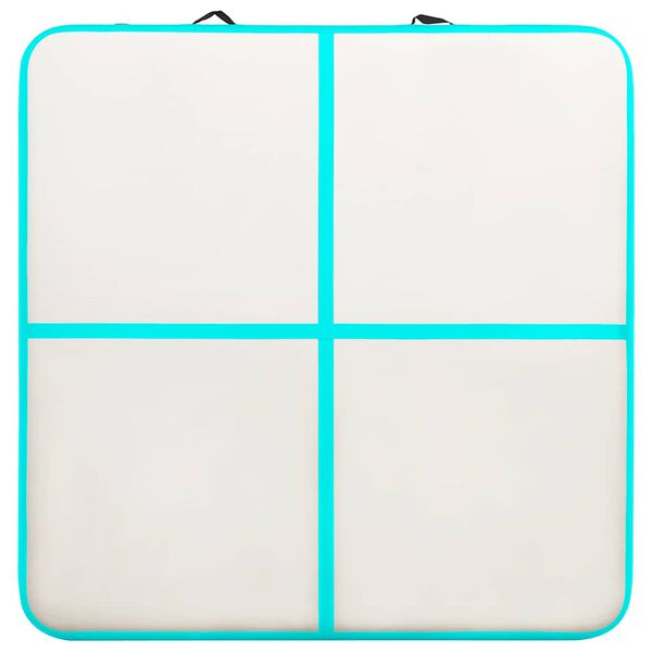 vidaXL Uppblåsbar gymnastikmatta med pump 200x200x15 cm PVC grön