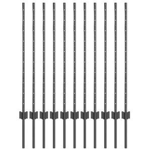 vidaXL Inb&auml;ddad staketpost 11 st Gr&aring; 140 cm Pulverlackerat st&aring;l