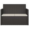 vidaXL Trädgårdsbänk med dynor svart 105 cm konstrotting