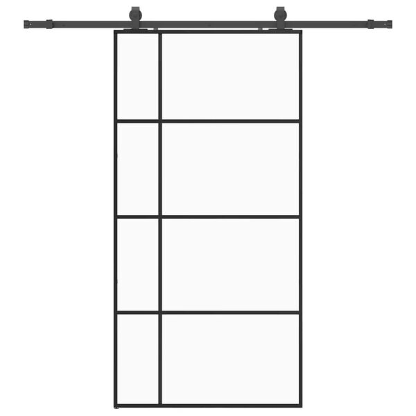 vidaXL Skjutd&ouml;rr med beslag svart 102,5x205 cm ESG-glas