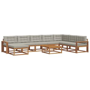 vidaXL Utomhussoffset med kudde 9 pcs Naturlig och Ljus Gr&aring;
