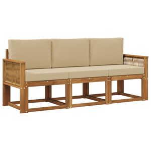 vidaXL Utomhussoffset med kudde 3 pcs Naturlig och Beige Polyester