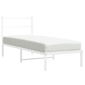 vidaXL S&auml;ngram utan madrass med huvudgavel metall vit 75x190 cm