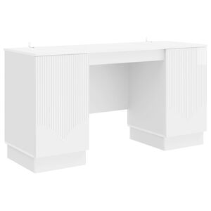 vidaXL Skrivbord Vit h&ouml;gglans 142,5 x 50 x 75 cm Konstruerat tr&auml;