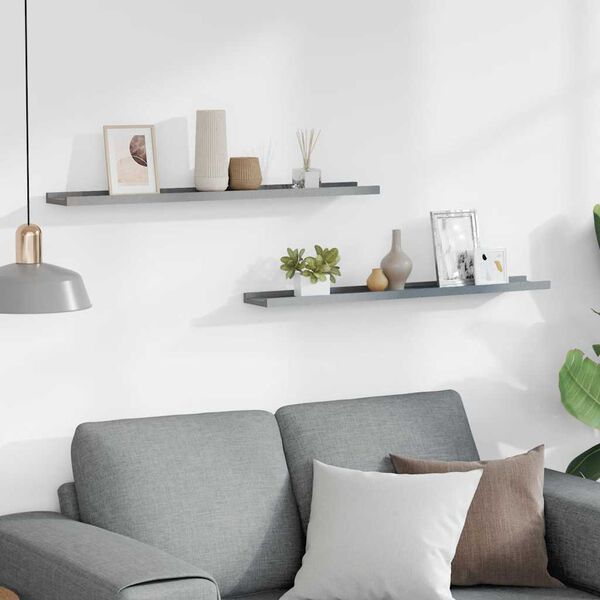 vidaXL Tavellist 2 st grå 80x9x3 cm MDF