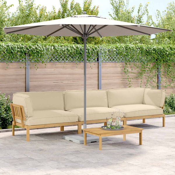 vidaXL Soffset med kudde Enf&auml;rgad 4 pcs Beige Massivt Akaciatr&auml;