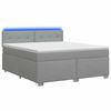vidaXL Boxspring s&auml;ng med madrass och LED Ljusgr&aring; 180 x 200 cm Tyg