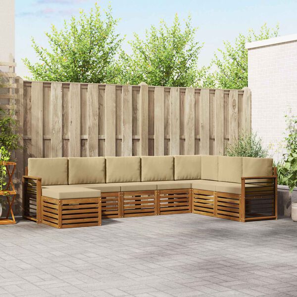 vidaXL Soffgrupper 8 pcs Naturlig och Beige Massivt Akaciatr&auml;