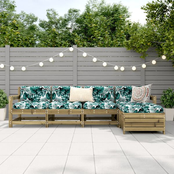 vidaXL Soffgrupp f&ouml;r tr&auml;dg&aring;rden 5 delar impregnerad furu