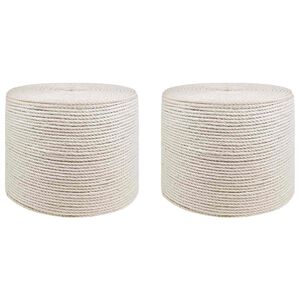 vidaXL Jutegarn 2 st 2 mm Vit 100% Tossa jute