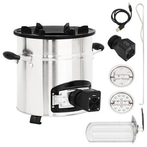 vidaXL Vedeldad spis med USB-fläkt 35,5x26x28 cm rostfritt stål