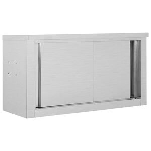vidaXL K&ouml;kssk&aring;p med skjutd&ouml;rrar 90x40x50 cm rostfritt st&aring;l