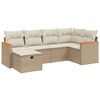 vidaXL Soffgrupp f&ouml;r tr&auml;dg&aring;rden med dynor 6 delar beige konstrotting