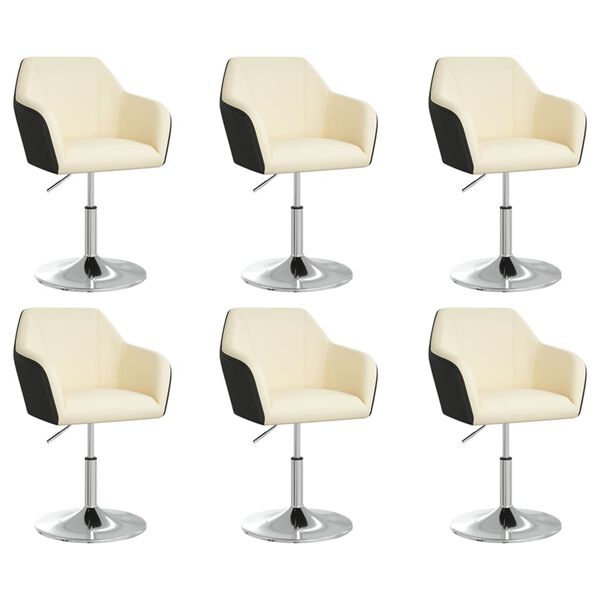 vidaXL Matstolar 6 st gr&auml;ddvit och svart konstl&auml;der