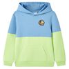 Barnhoodie bl&aring; och mjuk gul 92