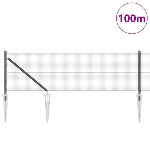 vidaXL St&auml;ngselstolpe Gr&aring; 100 x 0,5 m (16 x 16 mm maska) St&aring;l och PVC