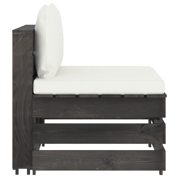 vidaXL Loungegrupp med dynor 3 delar gr&aring; impregnerat tr&auml;